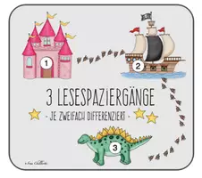Vorschau - Arbeitsblätter - 3 Lesespaziergänge (Märchen, Piraten, Dinosaurier) Klasse 1/2, je zwei Schwierigkeitsstufen - Deckblatt