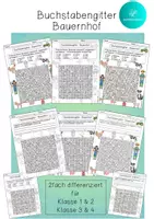Vorschau - Arbeitsblätter - Buchstabengitter BAUERNHOF Suchsel 2fach differenziert - Deckblatt