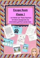 Vorschau - Stationenlernen - Escape Room Haustiere Klasse 1, Rätsel - Deckblatt