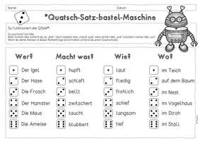 Vorschau - Arbeitsblätter - Würfelsätze mit der *Quatsch-Satz-bastel-Maschine erwürfeln - Seite 3