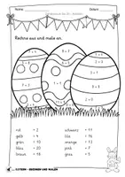 Vorschau - Arbeitsblätter - Ostern - Rechenmalblätter - ZR 20, 100 und Einmaleins - Seite 1