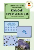 Vorschau - Spiele - Klick-Dalli: Tiere im und am Teich (Bilderrätsel für die interaktive Tafel) - Deckblatt