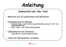 Vorschau - Arbeitsblätter - 20er Tafel - Zahlenstrahl - FRÜHLING - Klettaufgabe (TEACCH) - Seite 1