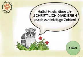 Vorschau - Präsentationen/Tafelbilder - Schriftliche Division I zweistellige Zahlen I interaktive PDF - Seite 1