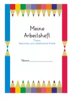 Vorschau - Arbeitsblätter - Bestimmte und unbestimme Artikel - Deckblatt