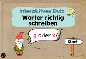 Vorschau - Fördermaterial/Inklusion - Interaktives Quiz | Auslautverhärtung - g oder k? - Seite 1