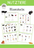 Vorschau - Merkblätter - Nutztiere: Kleine Wissenskartei zu Nutztieren und tierischen Produkten mit Fotos - Deckblatt