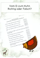 Vorschau - Arbeitsblätter - Vom Ei zum Huhn Richtig Falsch - Deckblatt