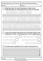 Vorschau - Arbeitsblätter - Lernzielkontrolle | Sätze & Satzzeichen | + editierbarer Version - Seite 1