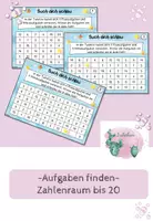 Vorschau - Aufgabenkarten - Aufgaben in Tabellen finden - Zahlenraum 20 - Deckblatt