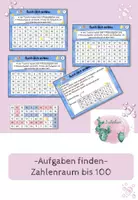 Vorschau - Aufgabenkarten - Aufgaben in Tabellen finden - Zahlenraum 100 - Deckblatt