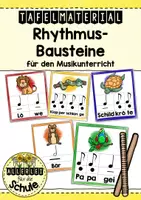 Vorschau - Spiele - Rhythmusbausteine Musik Grundschule (Klasse 1–2) – Notenwerte spielerisch üben mit Bildkarten - Deckblatt