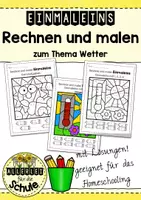 Vorschau - Arbeitsblätter - Rechnen und Malen – Einmaleins Arbeitsblätter „Wetter“ (Mathe Grundschule, Klasse 2–3, Multiplikation & Division) - Deckblatt