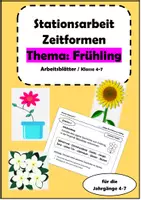Vorschau - Arbeitsblätter - Stationsarbeit Zeitformen im Frühling - Präteritum, Perfekt, Futur - Deckblatt
