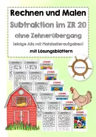 Vorschau - Arbeitsblätter - Rechenmalblätter Subtraktion ZR 20 (ohne Zehnerübergang) - Deckblatt