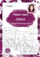 Vorschau - Arbeitsblätter - Malen nach Zahlen - Bauernhof/Garten/Wald - Deckblatt