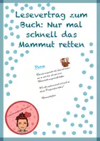 Vorschau - Aufgabenkarten - Lesevertrag zum Buch Nur mal schnell das Mammut retten - Deckblatt