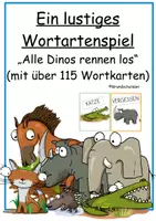 Vorschau - Aufgabenkarten - Alle Dinos rennen los - Ein lustiges Wortarten Spiel für die ganze Klasse - Deckblatt