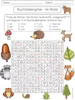 Vorschau - Arbeitsblätter - Buchstabengitter IM WALD Suchsel 2fach differenziert - Seite 2