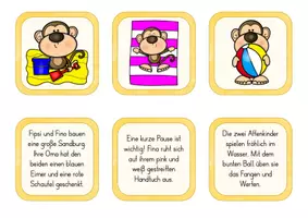 Vorschau - Spiele - Lese-Zuordnungs-Karten - Fipsi und Fina - Ein Tag am Strand - Seite 3