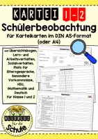 Vorschau - Anderer Materialtyp - Schülerbeobachtung in Klasse 1/2 - Kartei für Karteikarten im DIN A5-Format - Deckblatt