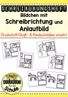 Vorschau - Fördermaterial/Inklusion - Vorlagen für das Schreibheft mit Schreibrichtung für die Druckschrift und Anlautbild - Groß- und Kleinbuchstaben einzeln! - Deckblatt
