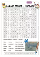 Vorschau - Arbeitsblätter - Claude Monet - Suchsel (Künstler) - Deckblatt