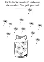 Vorschau - Arbeitsblätter - Zähle die Samen der Pusteblume (1-10) - Deckblatt