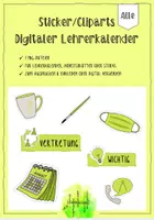 Vorschau - selbst erstellte Cliparts/Grafiken - Sticker für digitale Lehrerkalender - Cliparts - Testpaket - Deckblatt