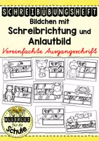 Vorschau - Fördermaterial/Inklusion - Vorlagen für das Schreibheft mit Schreibrichtung für die Vereinfachte Ausgangsschrift und Anlautbild - Deckblatt