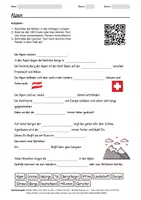 Vorschau - Arbeitsblätter - Arbeitsblatt zum Thema "Alpen" + Onlineübung & MP3 + Mindmap + Infografik - Deckblatt