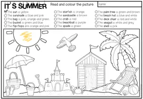Vorschau - Arbeitsblätter - It's summer! - Read and colour (2-fach differenziert) - Seite 1