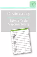 Vorschau - Unterrichtsreihen - Künstler- und Kunststile Tabelle Gruppenpräsentationen - Deckblatt