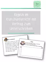 Vorschau - Merkblätter - Regeln Kunstunterricht in klein und passender Verhaltensvertrag - Deckblatt