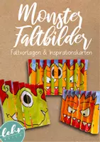 Vorschau - Mal- und Bastelvorlagen - Kunstprojekt / Monster Faltbilder und Inspirationskarten - Deckblatt