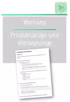 Vorschau - Arbeitsblätter - Produktdesign und passende Werbeanzeige - Deckblatt