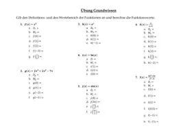 Vorschau - Arbeitsblätter - Mathe-Arbeitsblatt: DB, WB & Berechnung von Funktionswerten - Seite 1