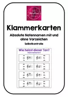 Vorschau - Aufgabenkarten - Absolute Notennamen - Klammerkarten - Deckblatt