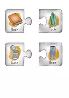 Vorschau - Mal- und Bastelvorlagen - Reimwörter / Reime Kärtchen Puzzle in Farbe und S/W Bildkarten - Seite 3