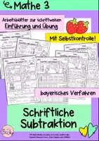 Vorschau - Arbeitsblätter - Schriftliche Subtraktion I 8 Arbeitsblätter - Deckblatt