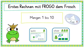 Vorschau - Arbeitsblätter - Erstes Rechnen mit FROGO dem Frosch - Mengen 1-10 interaktiv - Seite 1