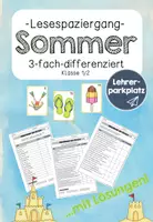 Vorschau - Arbeitsblätter - Lesespaziergang: Abenteuer am Strand (3-fach differenziert mit Lösungen!) - Deckblatt