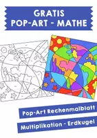 Vorschau - Arbeitsblätter - GRATIS Pop-Art Mathe - Multiplikation-Erdkugel - Deckblatt