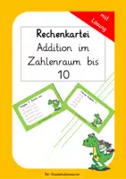 Vorschau - Fördermaterial/Inklusion - Rechenkartei Addition im ZR 10 mit Lösung - Deckblatt