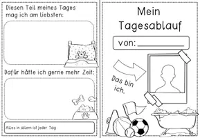 Vorschau - Arbeitsblätter - Mein Tagesablauf Minibuch + Uhrzeit - Seite 1