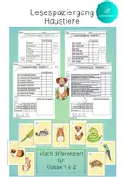 Vorschau - Arbeitsblätter - Lesespaziergang Haustiere - 4 Differenzierungen - Deckblatt