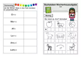 Vorschau - Arbeitsblätter - Wochenhausaufgaben Buchstabeneinführung - Seite 2