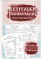 Vorschau - Arbeitsblätter - Leitfaden Charakterisierung / Figurenbeschreibung mit Wortschatzliste und Aufbauschema - Deckblatt