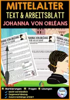 Vorschau - Arbeitsblätter - Mittelalter Arbeitsblätter | Johanna von Orléans | Eine Heldin wird zur Legende - Deckblatt