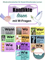 Vorschau - Präsentationen/Tafelbilder - Konflikte lösen mit W-Fragen – Moderationskarten - Seite 1